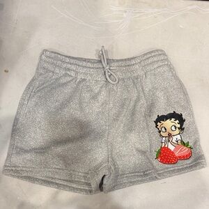 Betty Boop Gray Athletic Shorts with Cartoon Patch